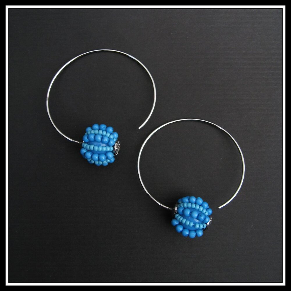Dyrberg/Kern Spinn turquoise beaded hoop earrings